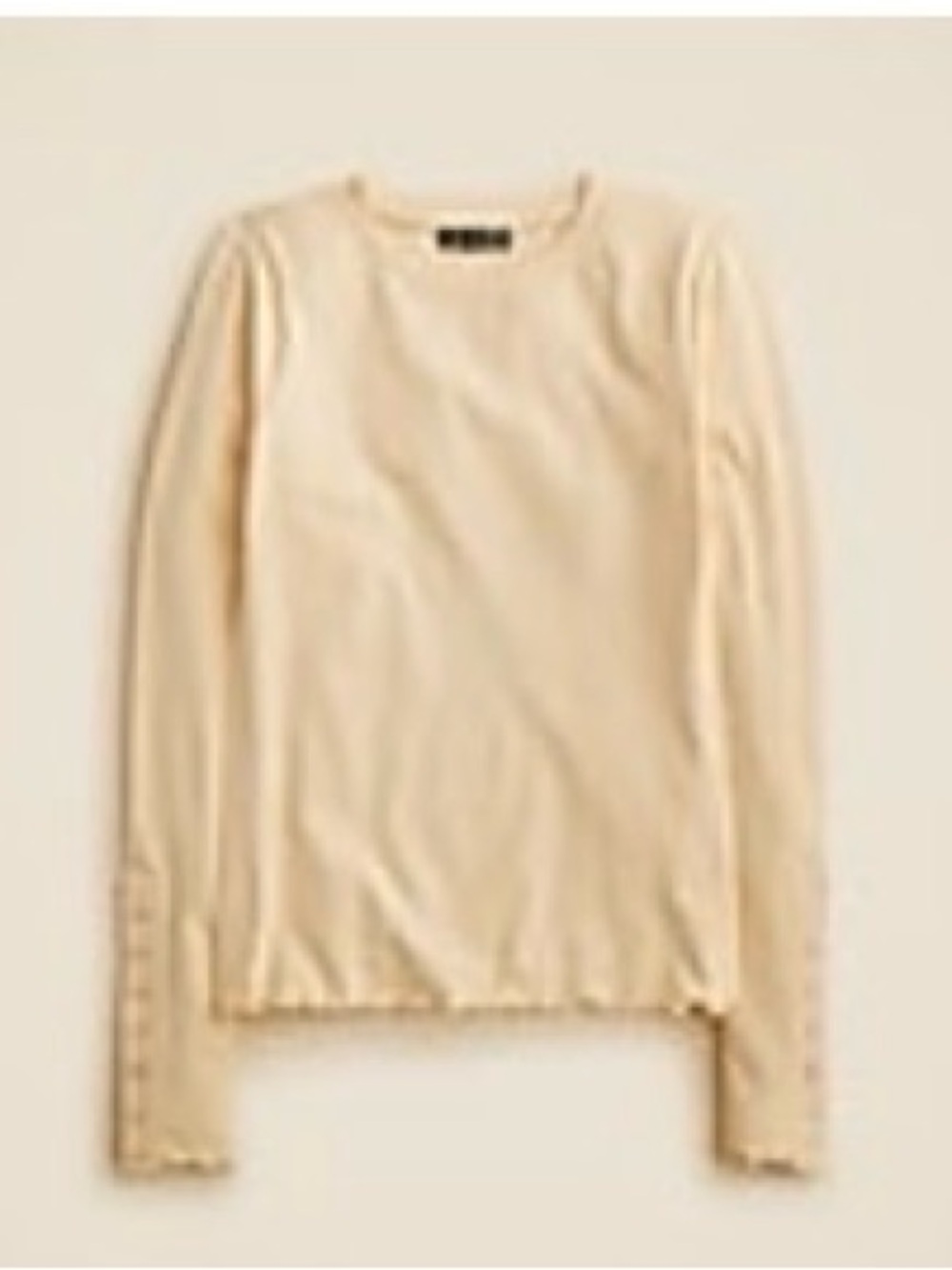 J. Crew Cream Long Sleeve Ribbed-Edge Tee